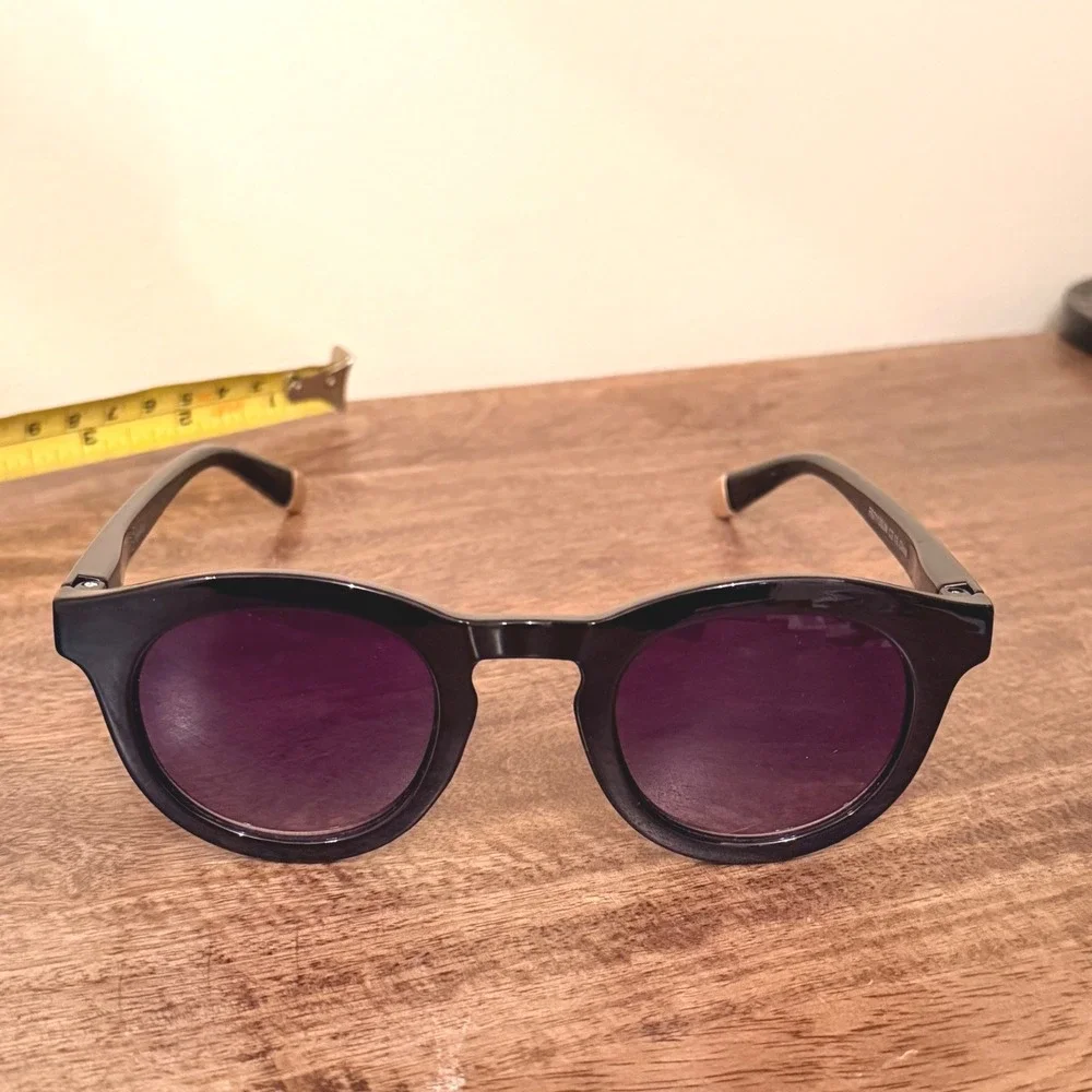 RS Eyeshop Ryan Simkhai Round Sunglasses Black Purple Lens Unisex Minimal Modern
